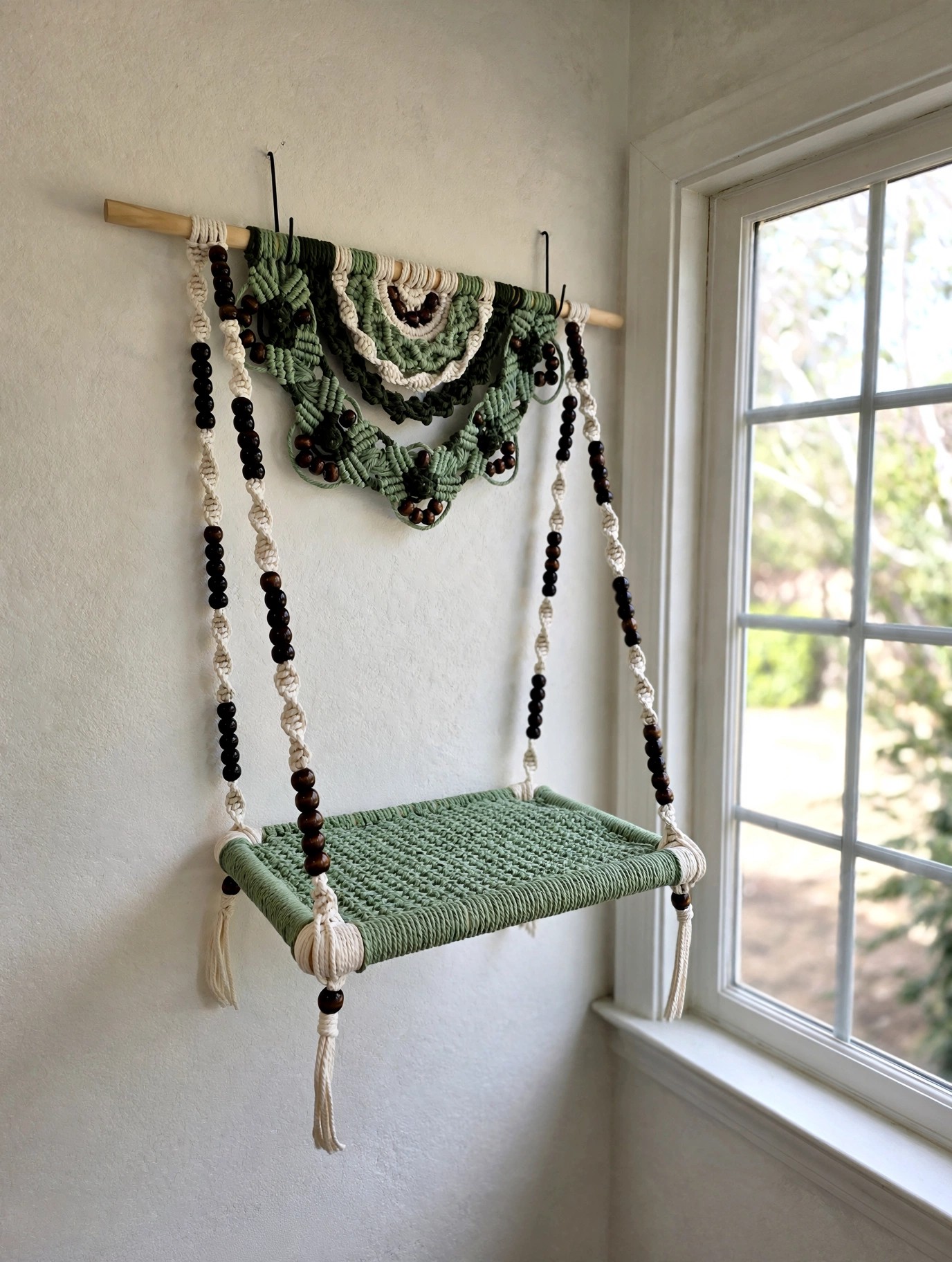 Green Macramé Cat Hammock